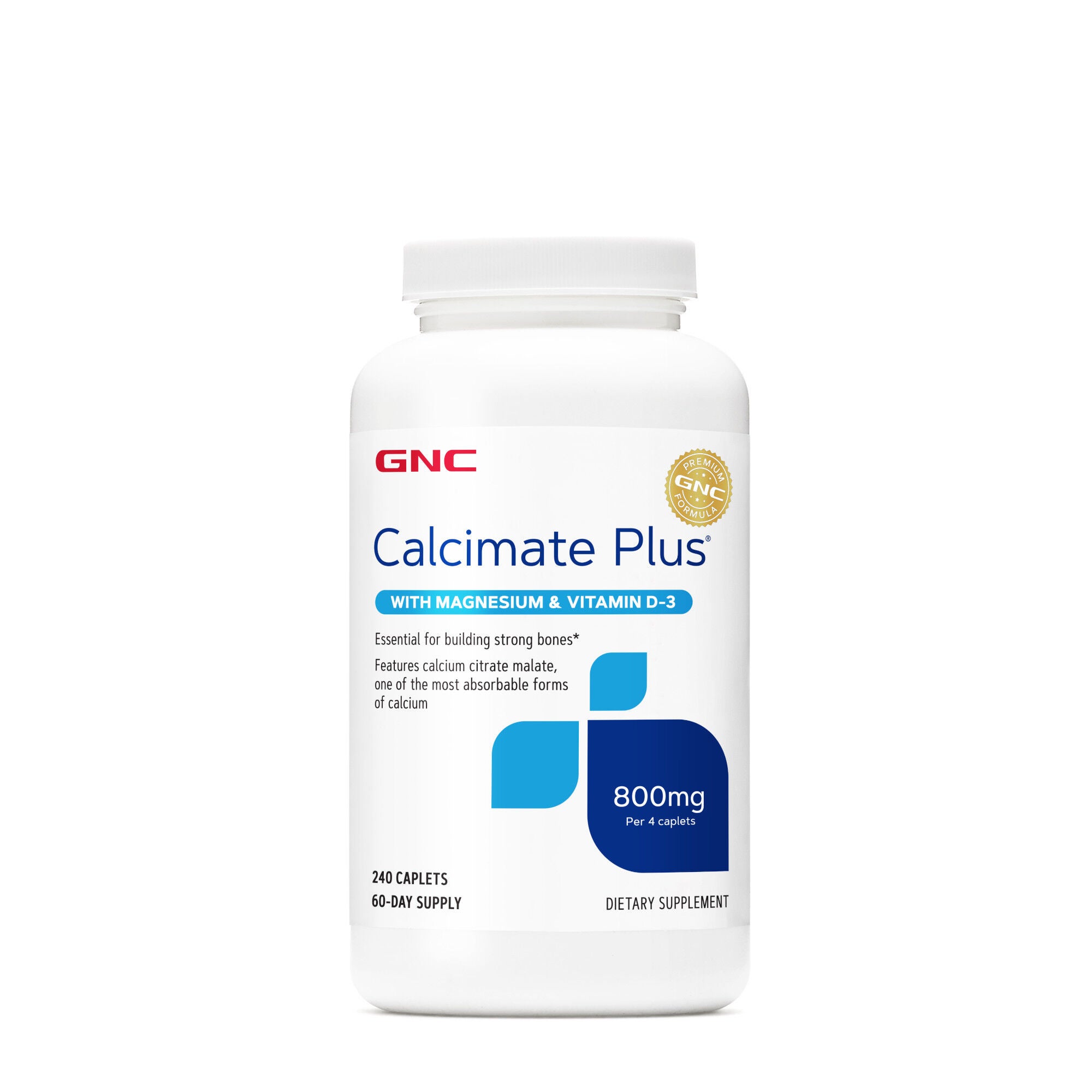 Calcimate Plus&reg; Magnesium &amp; Vitamin D-3 800mg - 240 Caplets (60 Servings)  | GNC